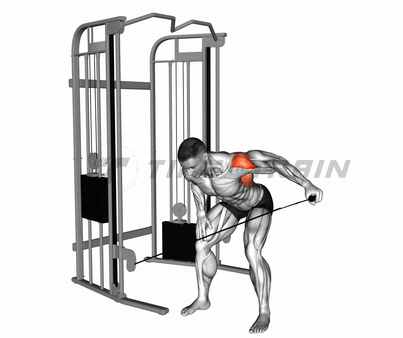 Отведение одной руки в блоке в наклоне
